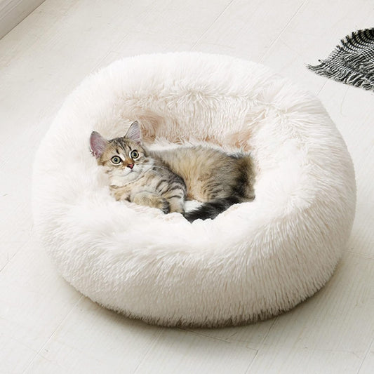 Coussin Rond Moelleux pour Chat et Chien, Taille Grande XXXXL - 110 CM, Peluche Lavable Anti-Stress